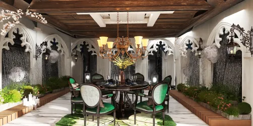 Retro outdoor dinning area