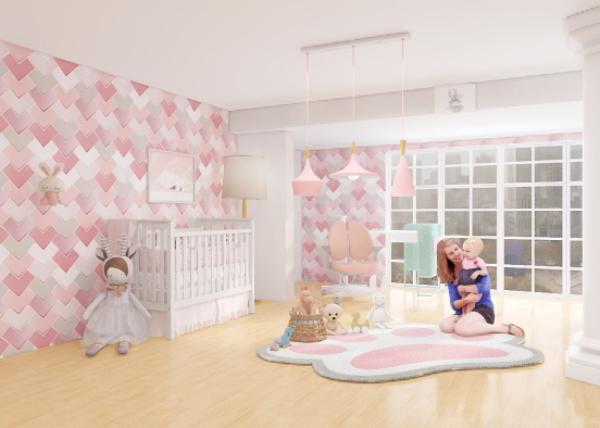Pink baby bedroom Design Rendering