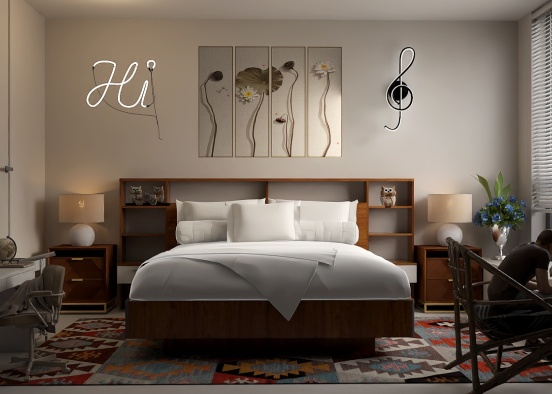 Minimalism Teenage Bedroom Design Rendering