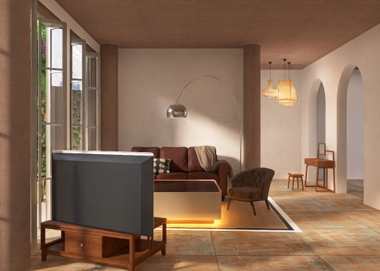 Brown living room thanks to Valeria Chorna Design Rendering