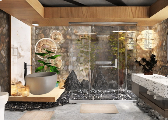 Concrete Room Transformation: Zen Bath Design Rendering