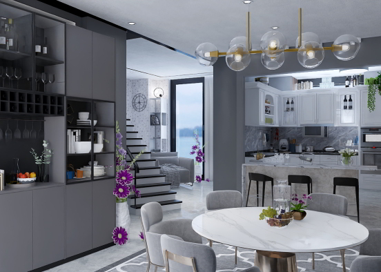 Kitchen and Dining Room  Design Rendering