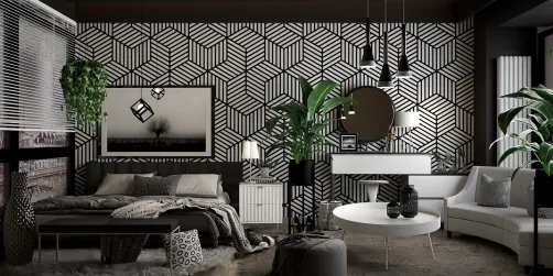 dormitorio + tocador (b&w)