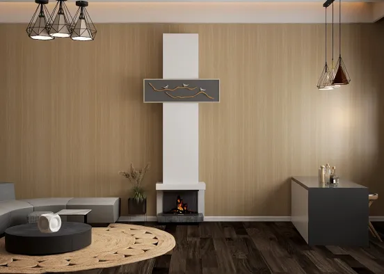Modern minimalist living room area  Design Rendering