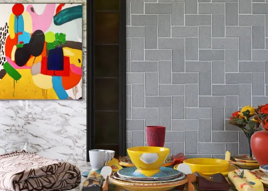 # Eclectic French Table Setting Renderização de Design