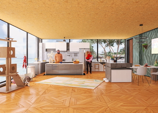 Modern Kitchen for family of 3 Design Rendering