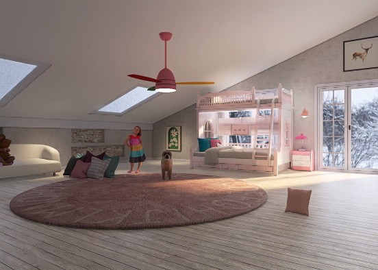 Girls pink bedroom!  Design Rendering