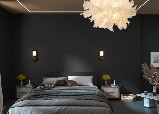 Natural Minimalist Bachelor Bedroom in the City Design Rendering