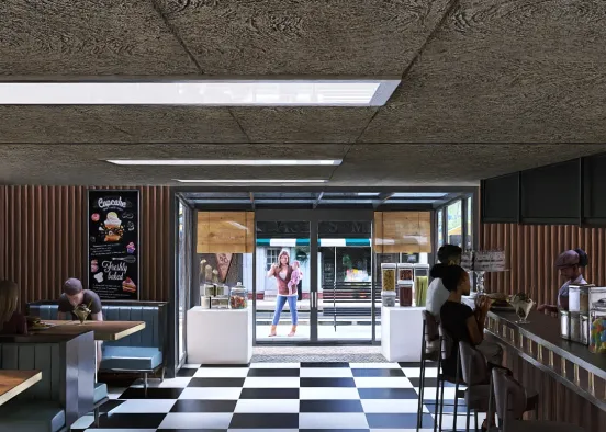 # cafe/ice cream shop in my home town Renderização de Design