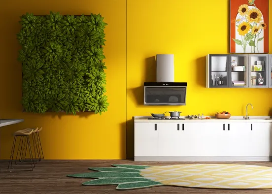 yellow kitchen<3 Design Rendering