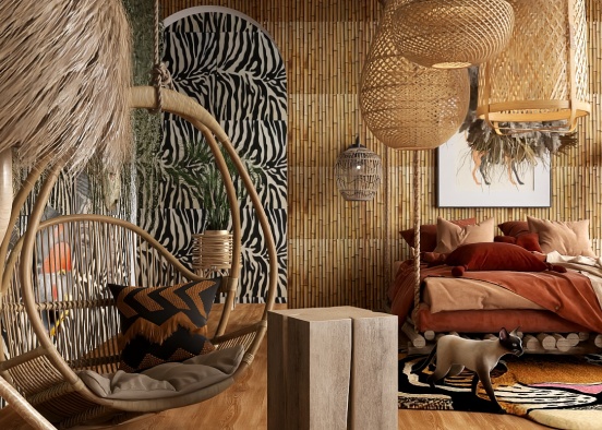 Bedroom in African style🛖 Design Rendering