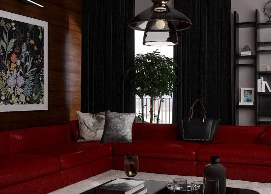 sleek living room Design Rendering