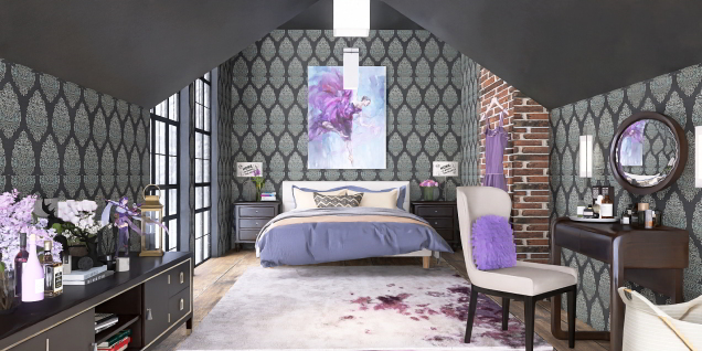 Black and purple bedroom 