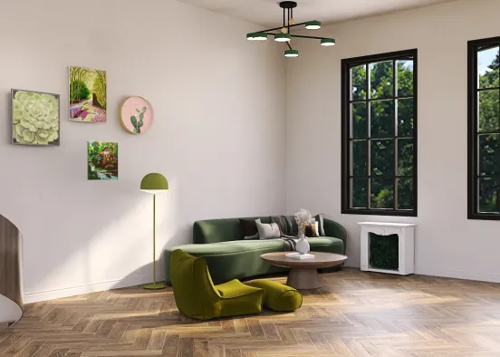 green themed living room😘 Design Rendering