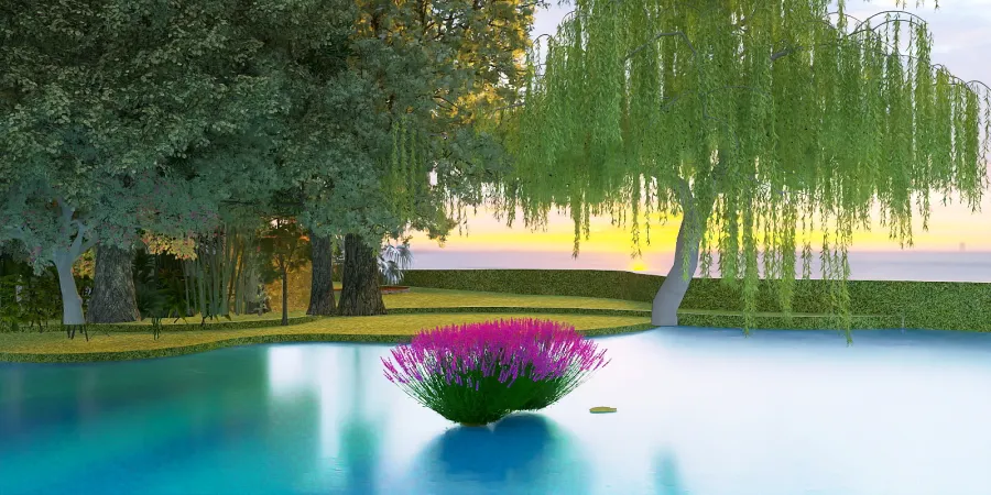 a flower arrangement in a garden with a blue sky 