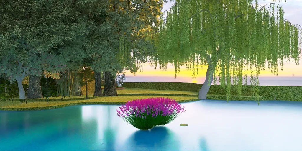 a flower arrangement in a garden with a blue sky 