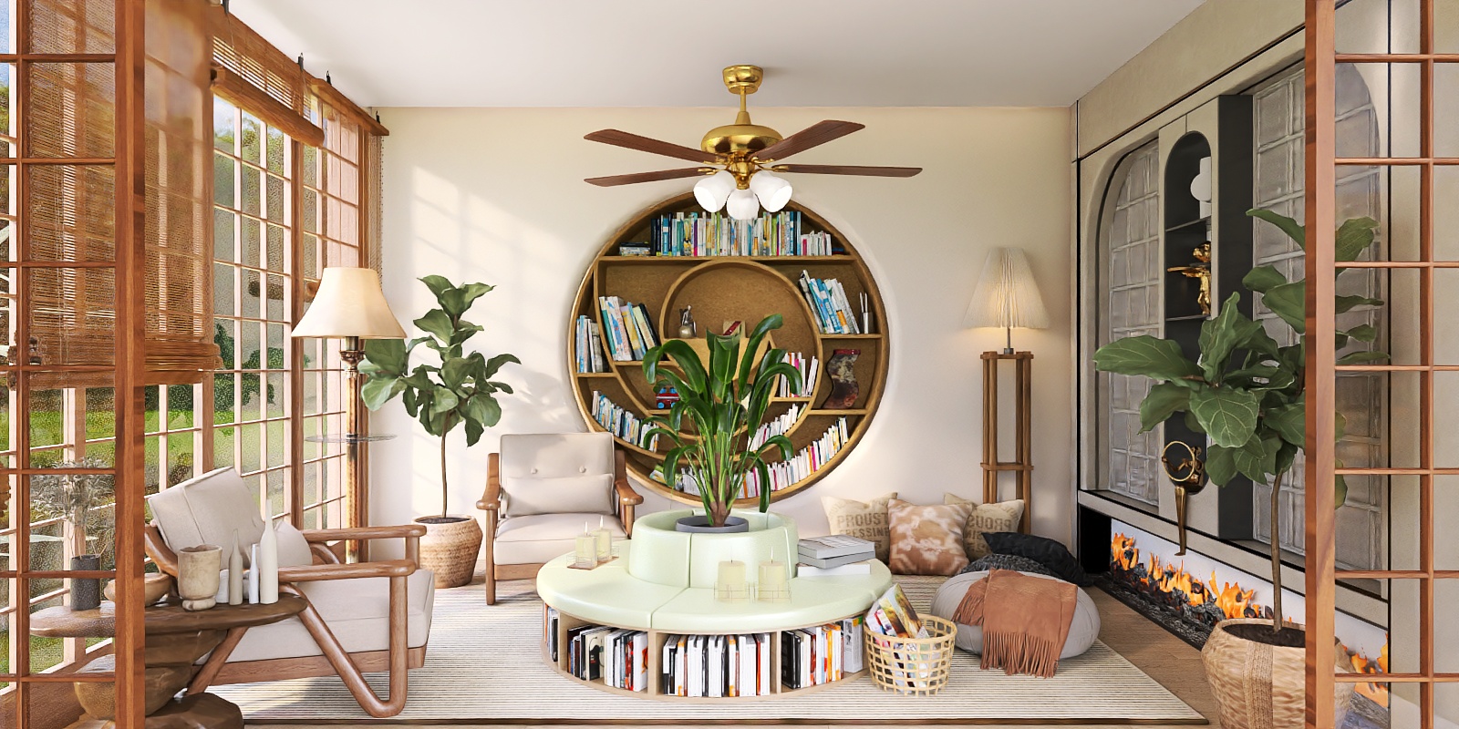 Espaço aconchegante de leitura 