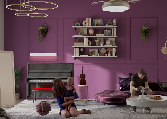 The Purple Living Room Design Rendering