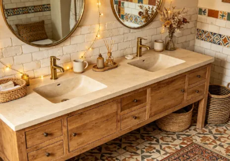 Design a bohemian-style bathroom