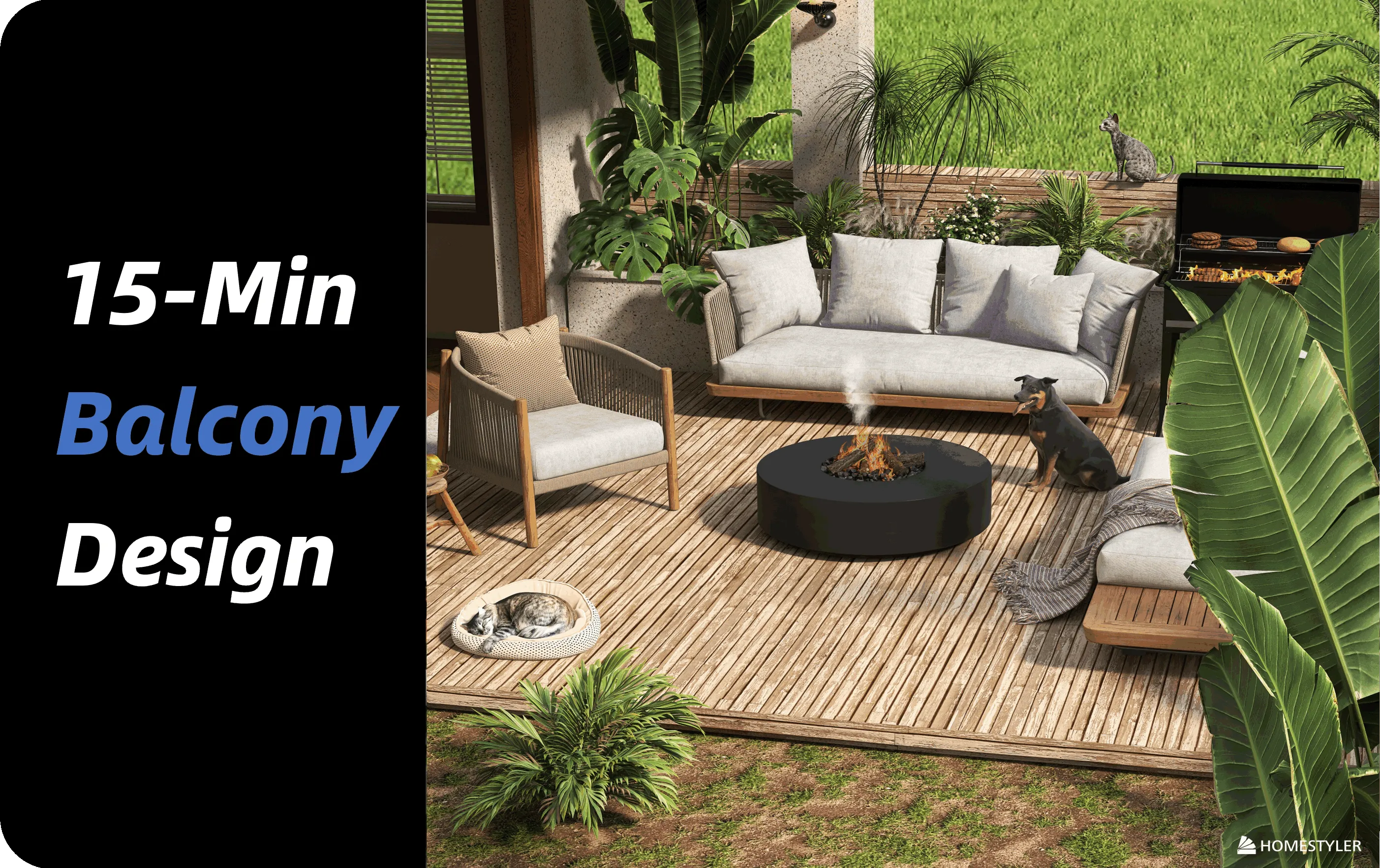Use Homestyler to create  a efreshing, restorative green balcony in 15 minutes