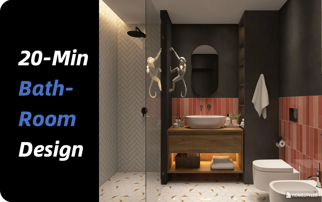 Use Homestyler to create a dopamine-style bathroom within 20 minutes.