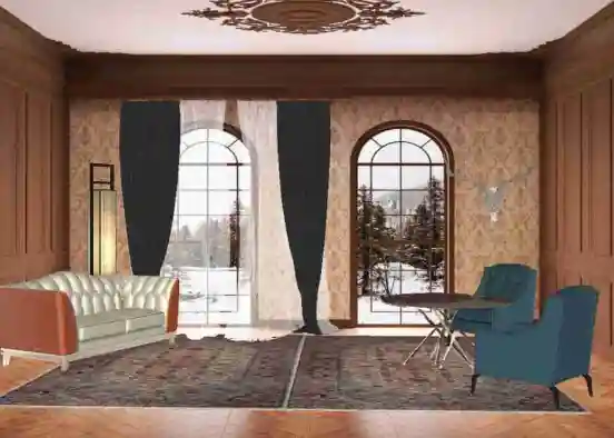 Скромная гостинная в Викторианском стиле Design Rendering