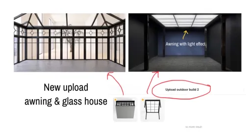 New upload awning & glass house