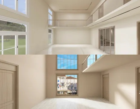 每周空房间装饰之天空之城和叠式公寓