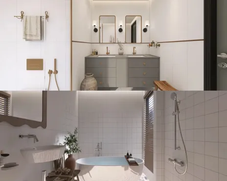 Tygodniowe pomieszczenie dla łazienki w stylu nowoczesnego wiejskiego domu i łazienki w stylu eklektycznym