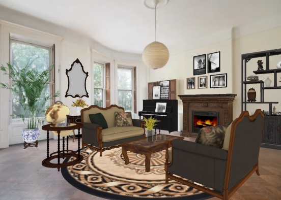 Vintage Simple Living Room Design Rendering