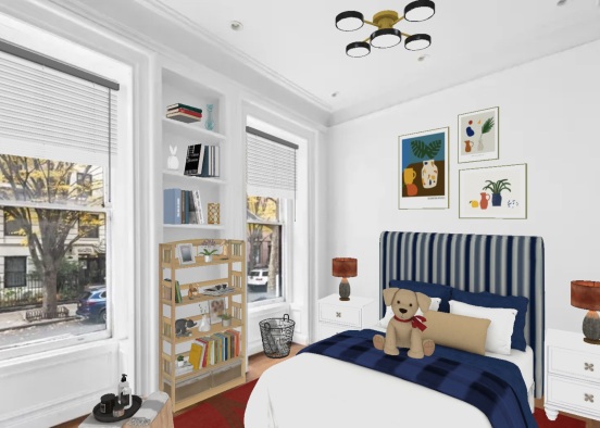Modern Simple Bedroom Flat Design Rendering