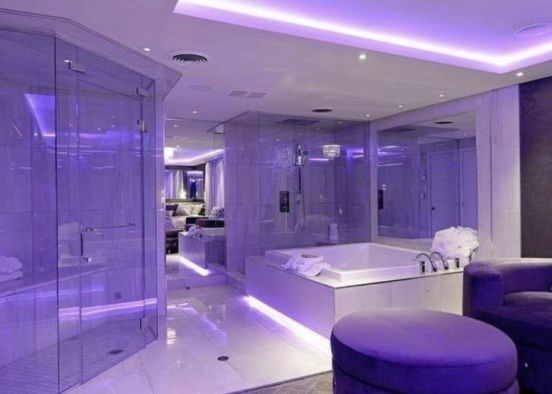 Purple bathroom  Design Rendering