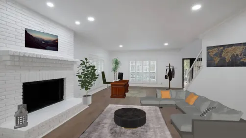 Office and living room with our furniture 