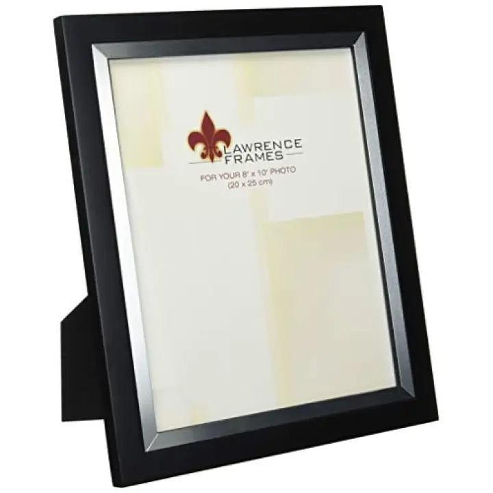 Lawrence Frames 705080 Black Wood 8x10 with Silver Metal Inner Bezel Picture Frame