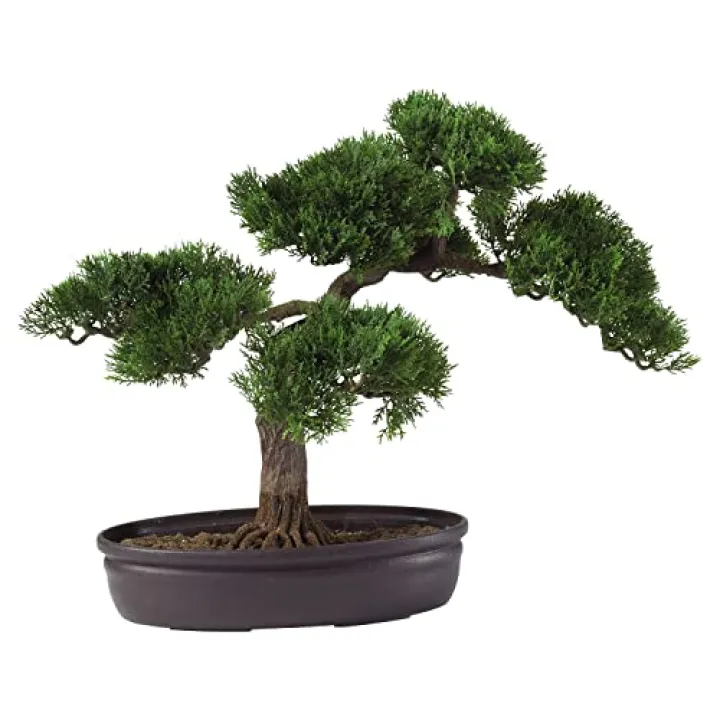 Nearly Natural 4106 16in. Cedar Bonsai Silk Plant,Green