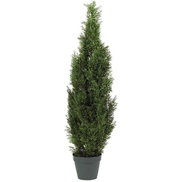 Nearly Natural 4ft Faux Cedar Tree in Nursery Planter, UV Resistant Artificial Pine Tree for Outdoor Front Porch Patio Entryway Decor