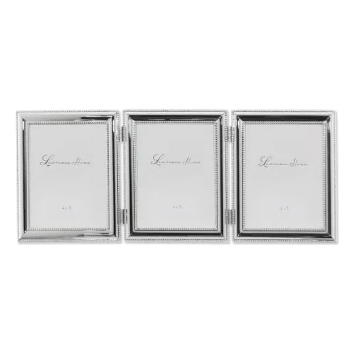 Lawrence Frames 510745T Silver Plated Double Bead Hinged Triple Picture Frame, 4 by 5-Inch