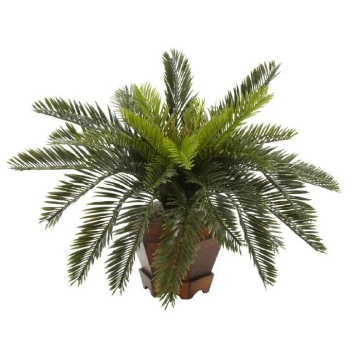 Nearly Natural Cycas with Hexagon Vase Silk Plant