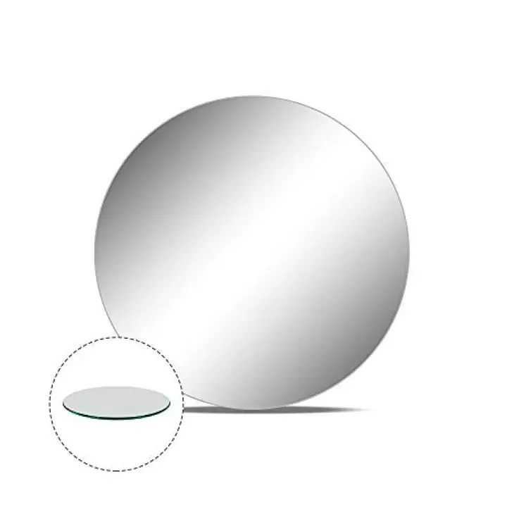 WGVI WGV Large Round Mirror Plate 12" Diameter, 4.5 mm Thickness, Frameless Sanded Edges, Quality Thick Candle Tray, Home Event Party Wedding Table Centerpiece Wall Decor, 1 Piece