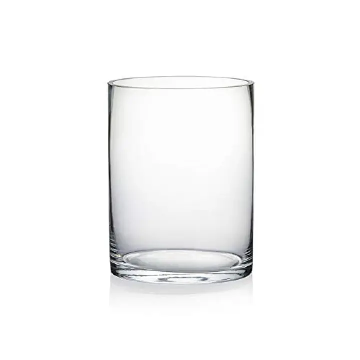 WGV Quality Thick Cylinder Vase, Width 6", Height 8", Clear Glass Container Terrarium Candle Holder for Wedding Centerpiece, Event, Home Decor, 1 Piece