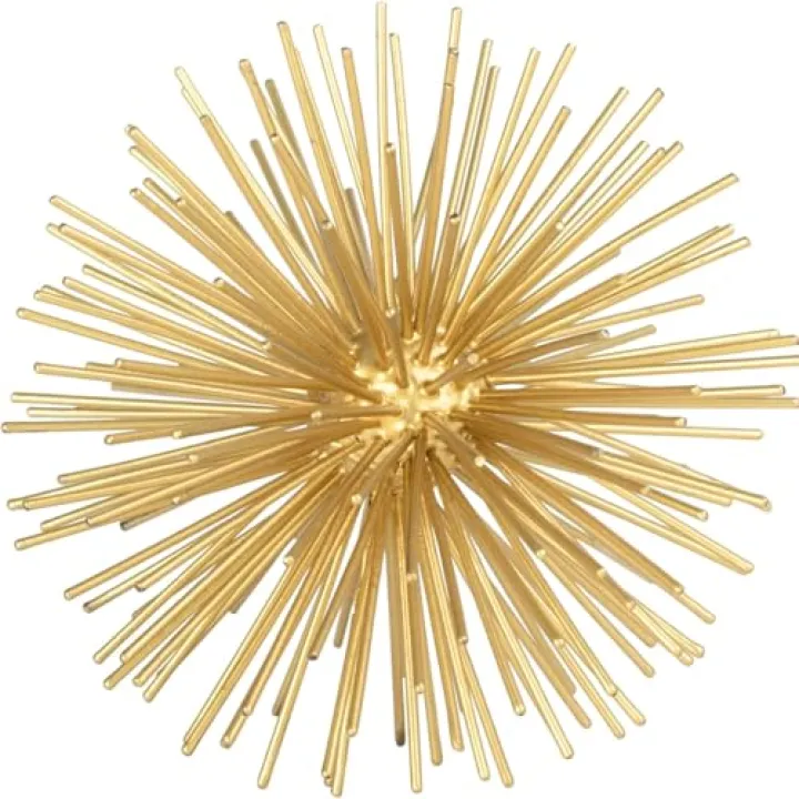 Torre & Tagus Spike Ball Gold Sphere Decor, Mid Century Modern Metal Gold Starburst for Home Decor On Shelf, Coffee Table, Wedding or Handmade Gift (4")