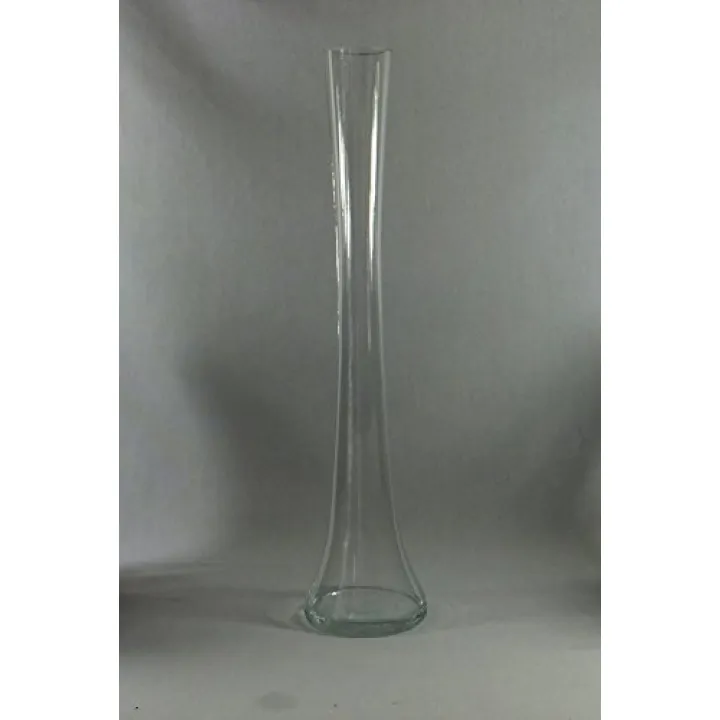 16-Inch O Tower Trumpet Glass Vase for Decorating Wedding Feather Eiffel Centerpiece in Clear Black White (Clear)