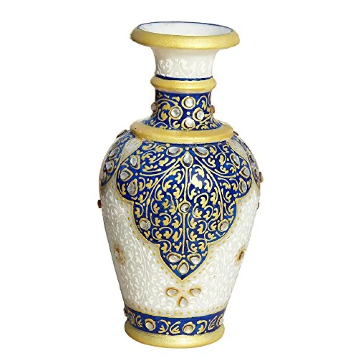 HANDICRAFTS PARADISE Handicrafts Paradise Marble Kuppi Flower Vase (Blue,Standard)