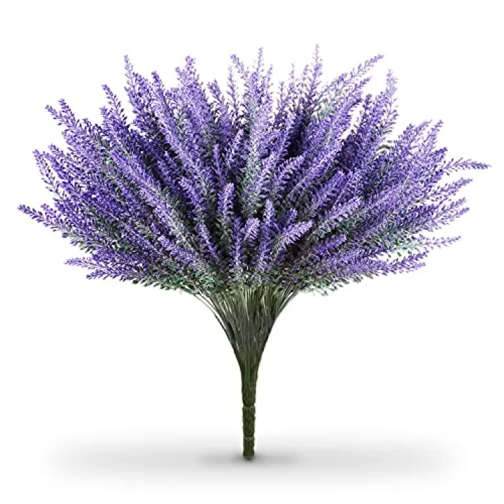 Butterfly Craze Lifelike Artificial Lavender Plants - Perfect for Crafting, Home Decor, and Weddings, Pair with Fake/Dried Flowers Like Purple Roses, Nearly Natural Faux Silk Flowers, 8-Piece Bundle