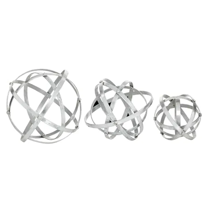 Deco 79 Metal Geometric Decorative Sculpture Home Decor Statues, Set of 3 Accent Figurines 6", 8", 10"W, Silver
