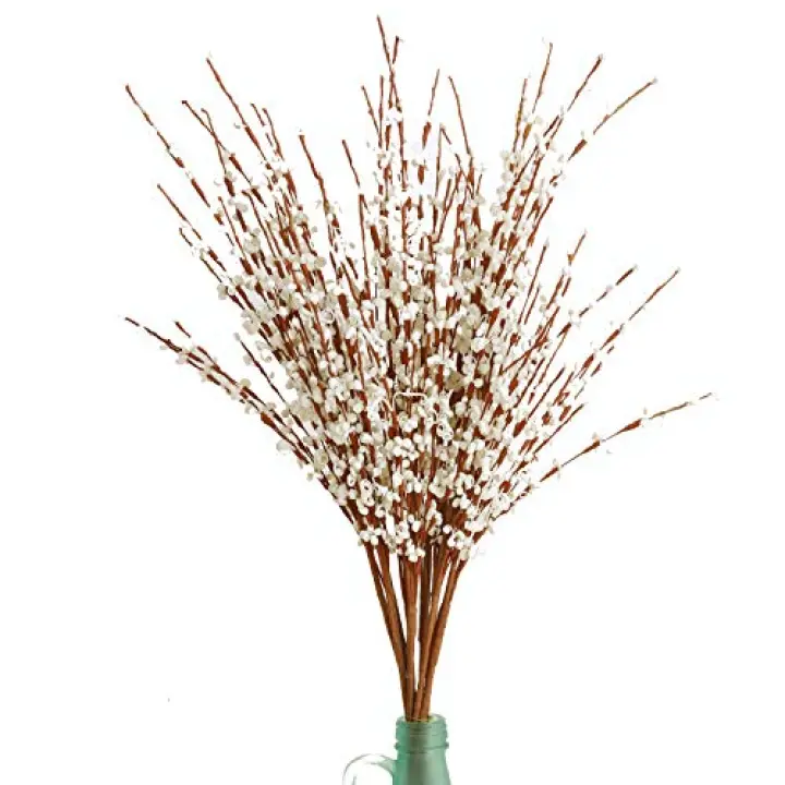 MISSWARM 10 Pieces 29.5" Long of Artificial Flowers Fake Flowers, Artificial Flowers for Wedding Home Office Party Hotel Indoor or Yard Decoration(White) (10, White)