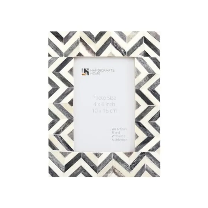 Handicrafts Home 4x6 Picture Frames Photo Frame Chevron Herringbone Vintage Wooden (Grey)