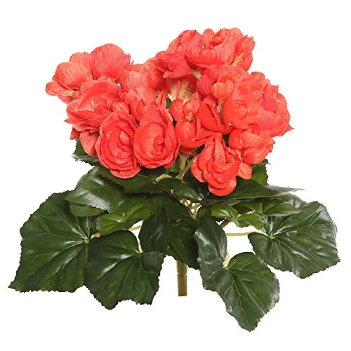 Vickerman Everyday Artificial Orange Begonia Bush 9.5" Long - Premium Faux Floral Decor for Wedding or Everyday Arrangements - Maintenance Free Flowers