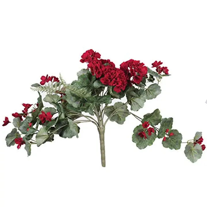 Vickerman Everyday Artificial Red Geranium Hanging Bush 22" Long - Premium Faux Floral Decor for Wedding or Everyday Arrangements - Maintenance Free Flowers