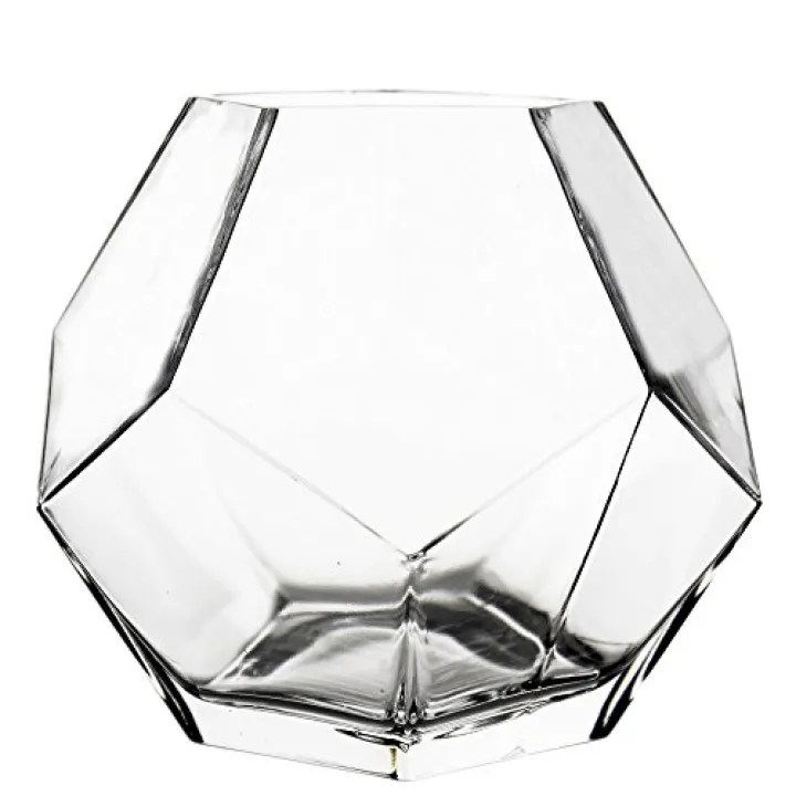 CYS EXCEL 7" Clear Glass Geometric Terrarium Bowl | Prism Honeycomb Plant Vase | Hexagon Design Candle Holder Container